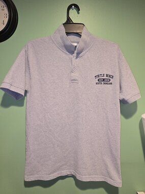 Crazy Apparel Myrtle Beach Men's Gray Short Sleeve Polo Size Small